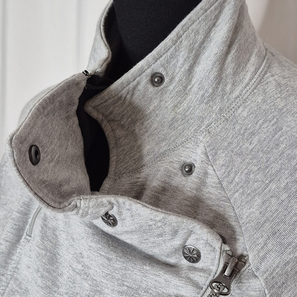 Athleta Womens Gray Asymmetric Full-Zip Snap Collar Jacket w/ Zip Vents - Size M - Picture 7 of 13
